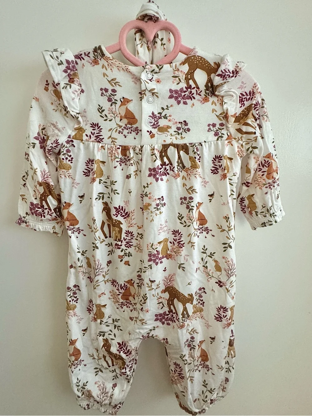 NWT Angel Dear Bamboo Baby Girl Woodland Print Romper And Headband